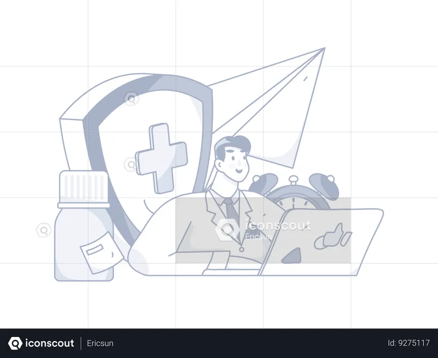 Doctor doing online consultation  Illustration
