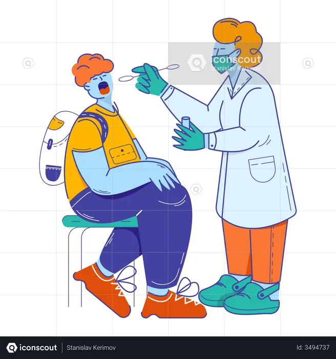 Doctor doing PCR test  Illustration