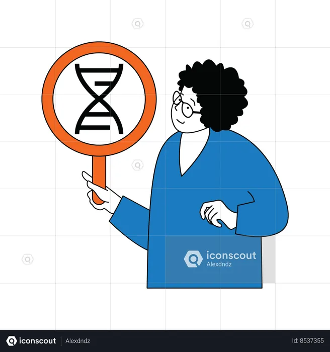 Doctor doing research on dna  Illustration
