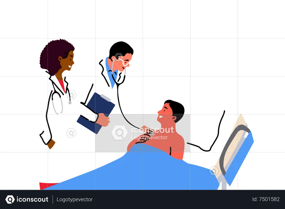 Doctor doing routine checkup with patient  Illustration