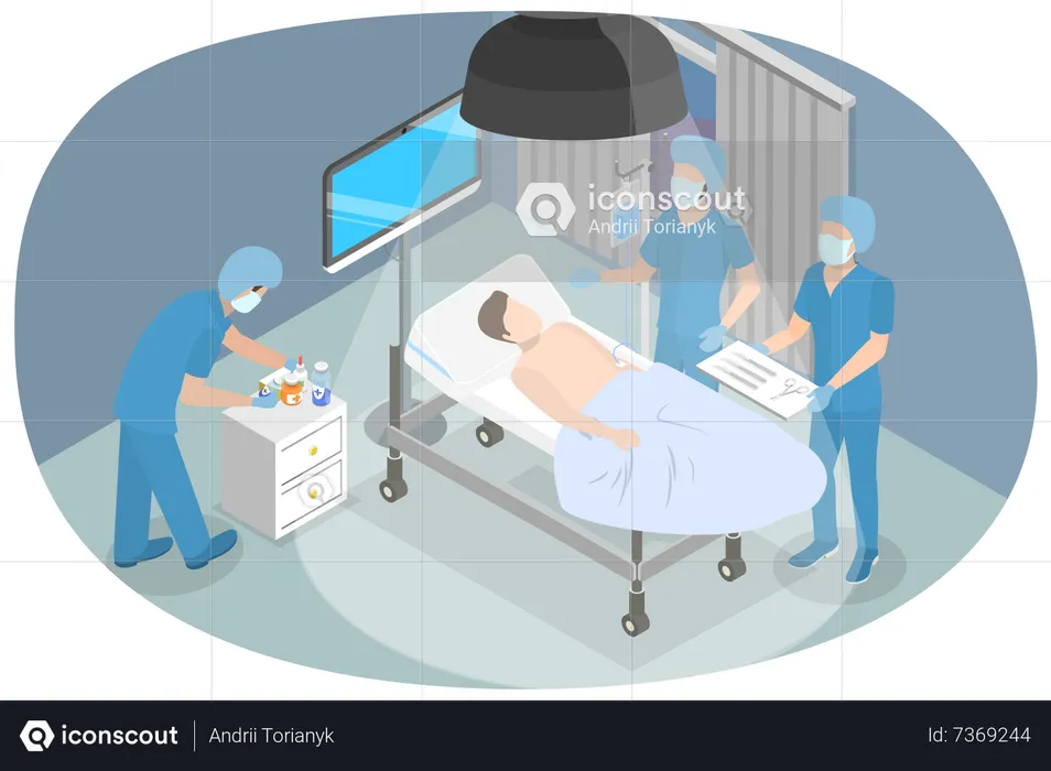 Doctor doing surgery in operation theater  Illustration