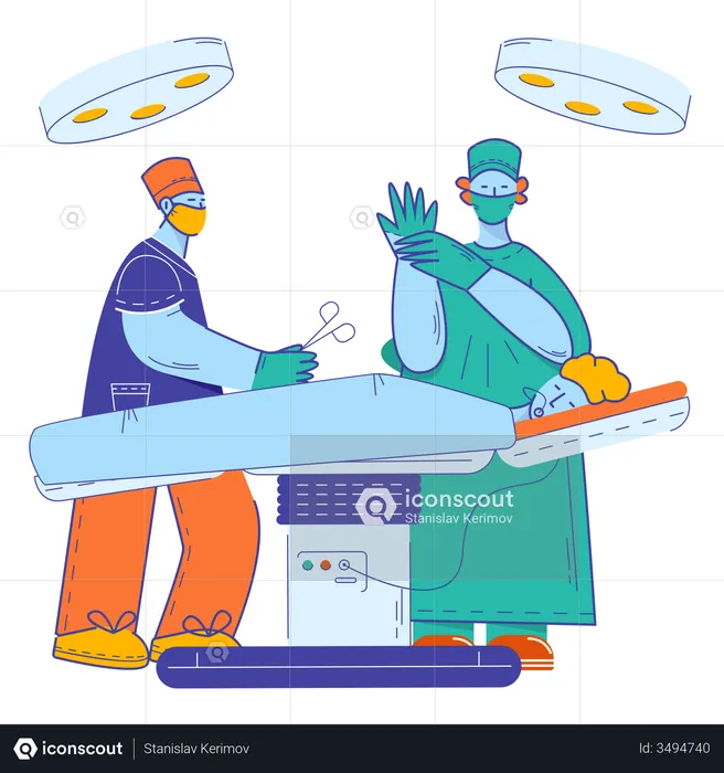 Doctor doing surgery in operation theatre  Illustration