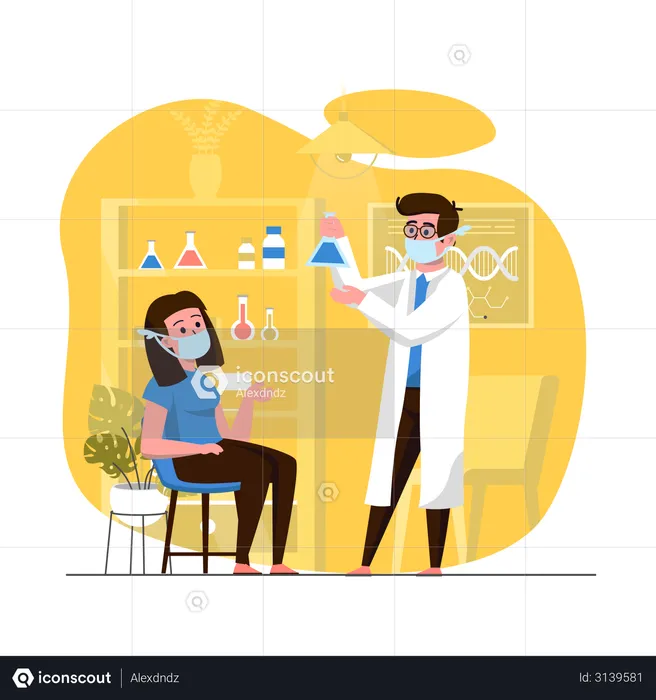 Doctor doing testing in lab  Illustration