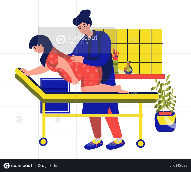 Doctor doing treatment of pregnant lady  Illustration