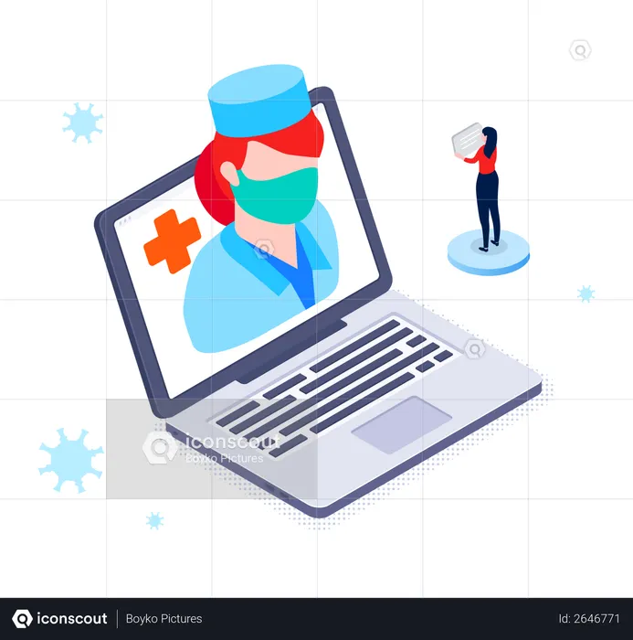 Médico en línea  Ilustración