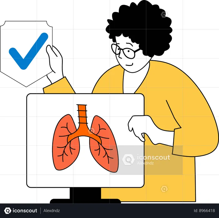 El médico está examinando el cáncer de pulmón.  Ilustración