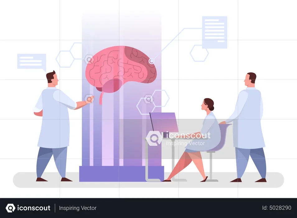 Doctor examination on brain  Illustration