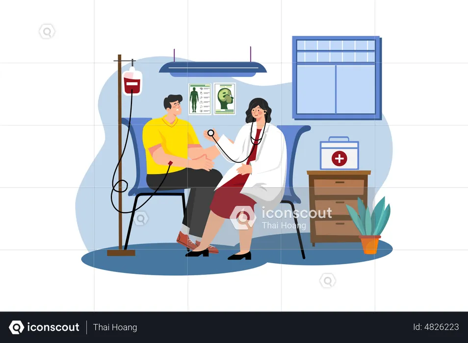 Doctor examines the patient  Illustration