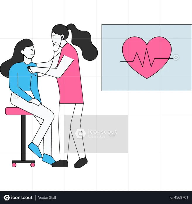 Doctor examining patient with stethoscope  Illustration