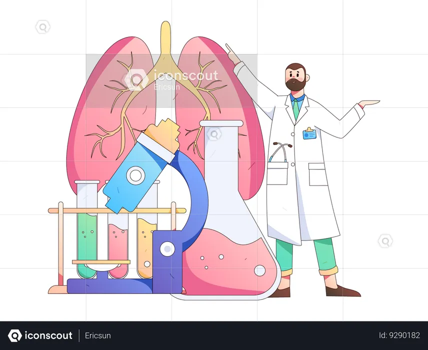 Doctor examining patient's lungs  Illustration