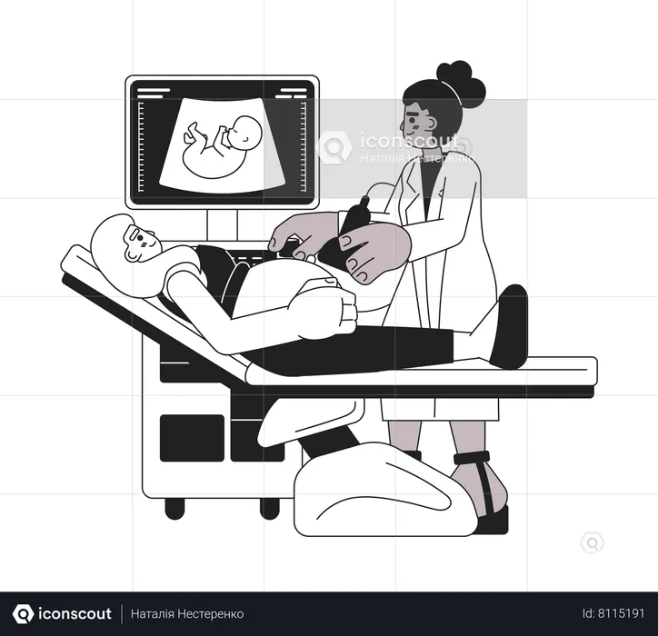 Doctor examining pregnant woman  Illustration