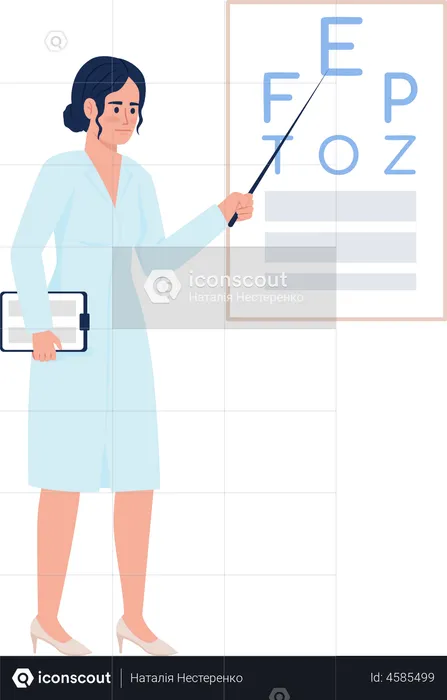 Doctor examining vision with chart  Illustration