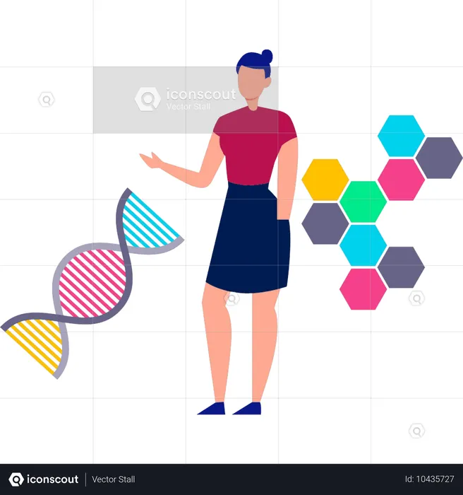 의사가 DNA 구조를 설명하다  일러스트레이션