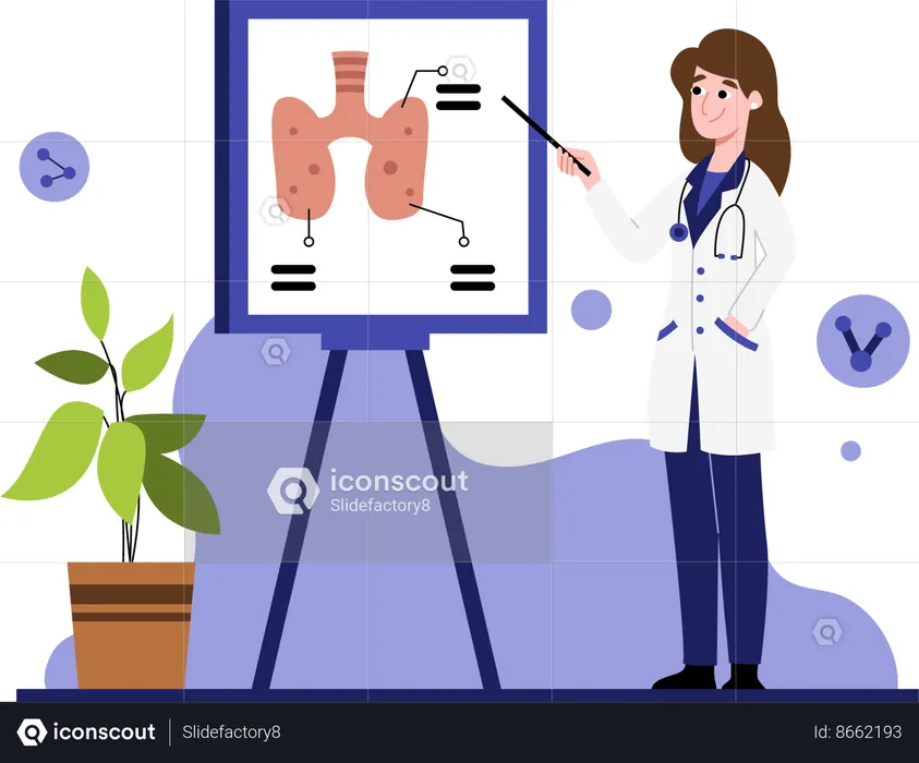 Doctor explaining about lungs  Illustration