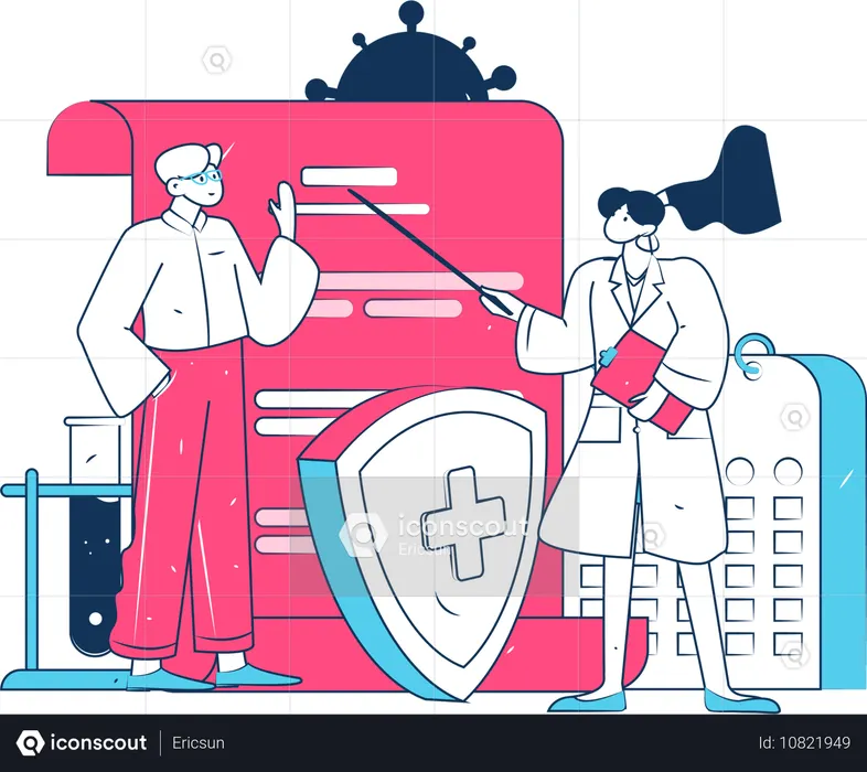 Doctor explains patient's report  Illustration