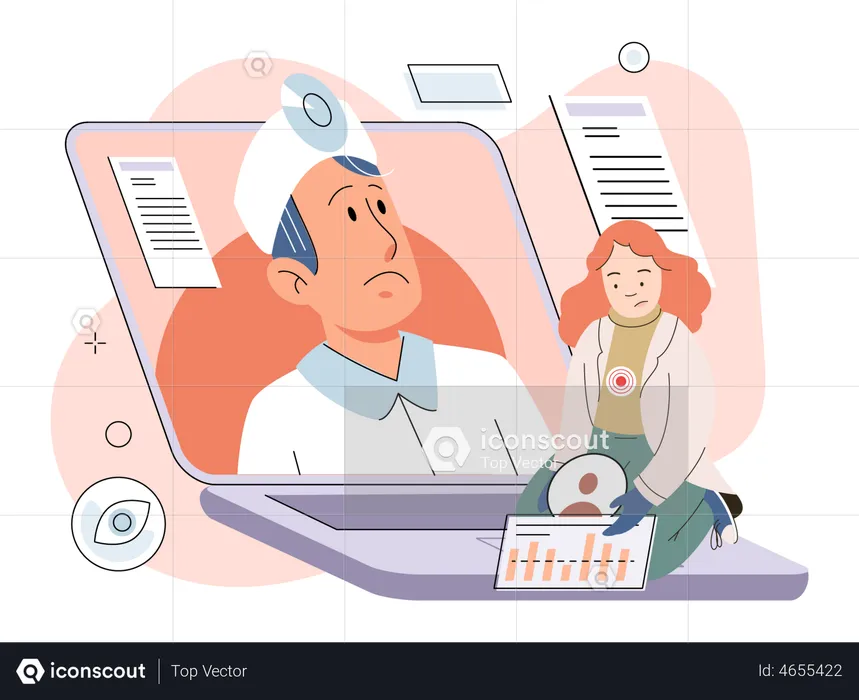 Doctor feeling unhappy with patient health report  Illustration