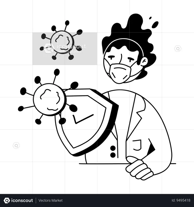 Doctor fighting Antivirus  Illustration