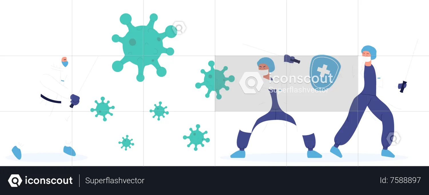 Doctor fighting with covid  Illustration