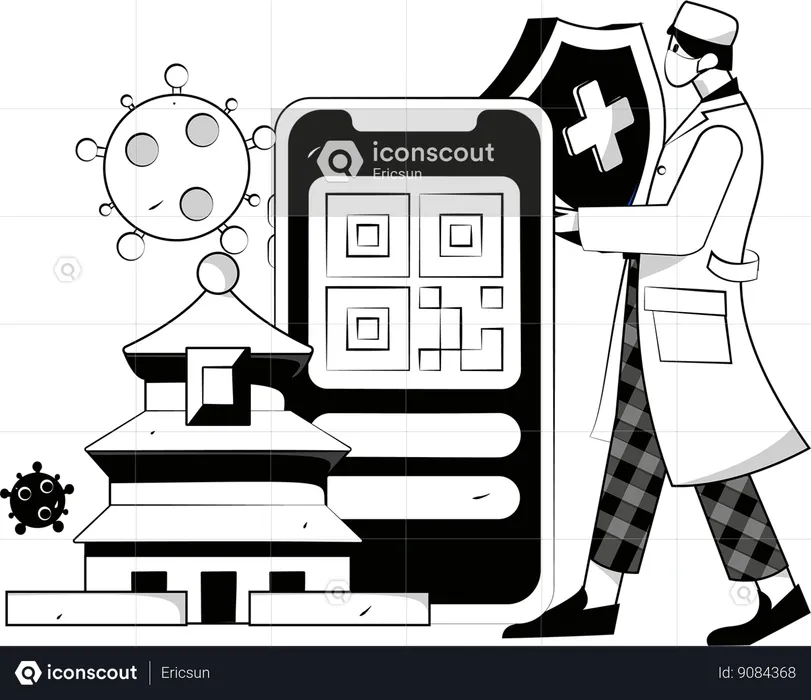 Doctor gets online scanner for bill payment  Illustration