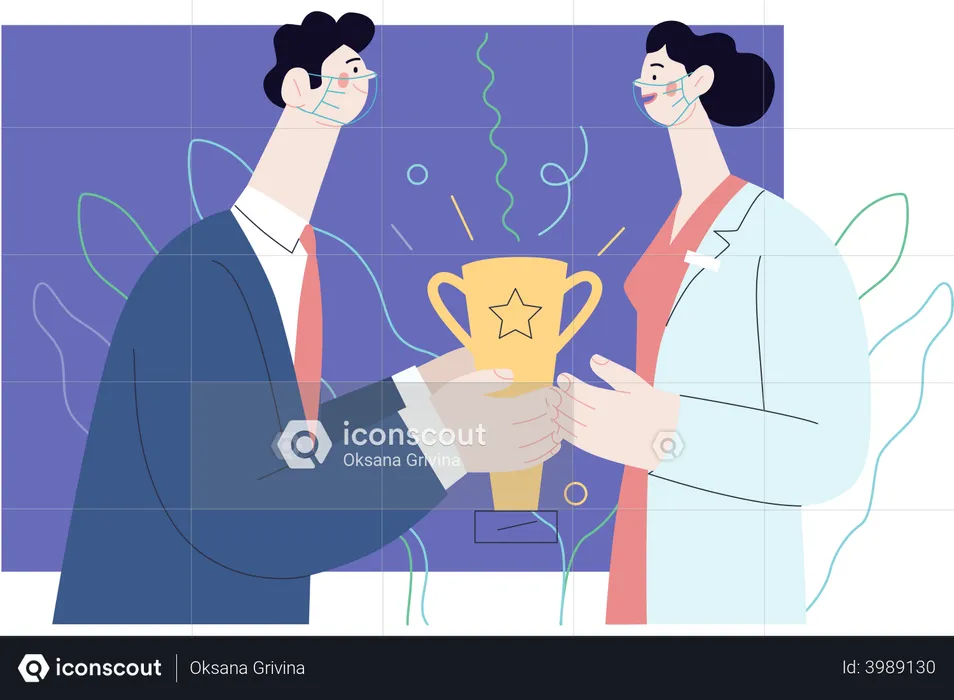 Doctor getting award in covid  Illustration