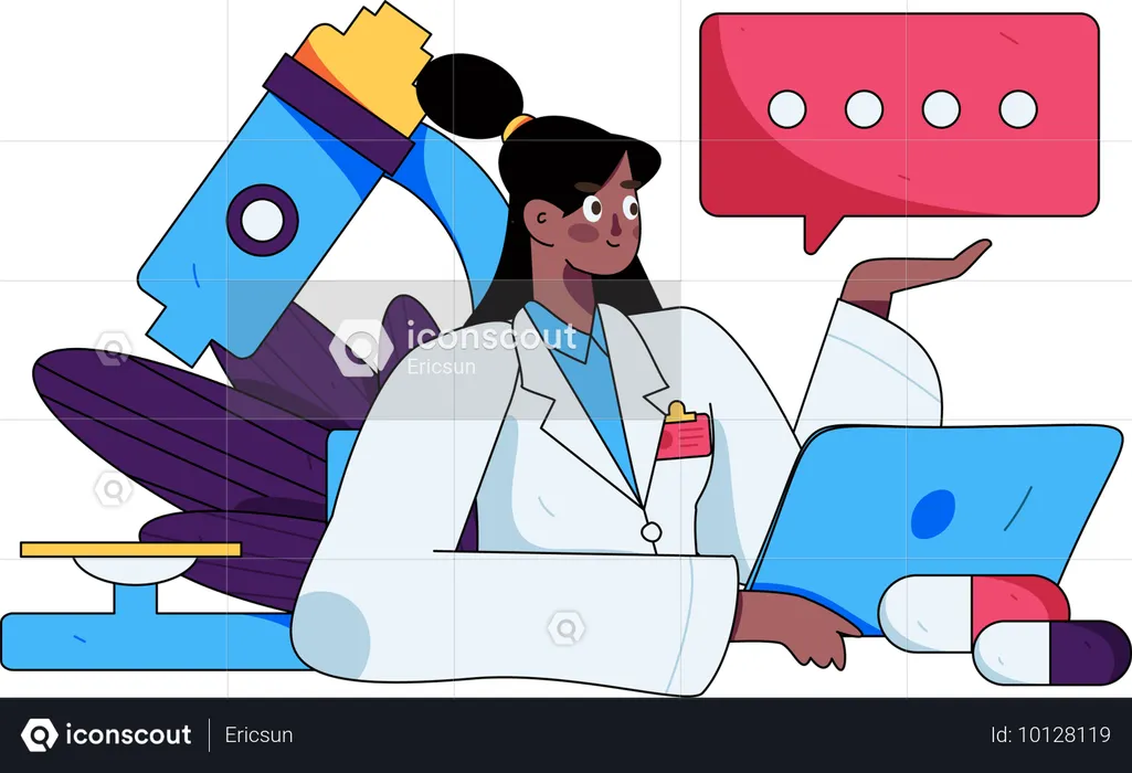 Doctor gives online consultation  Illustration