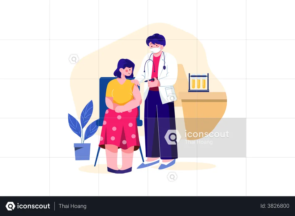 Doctor giving an injection to a patient  Illustration