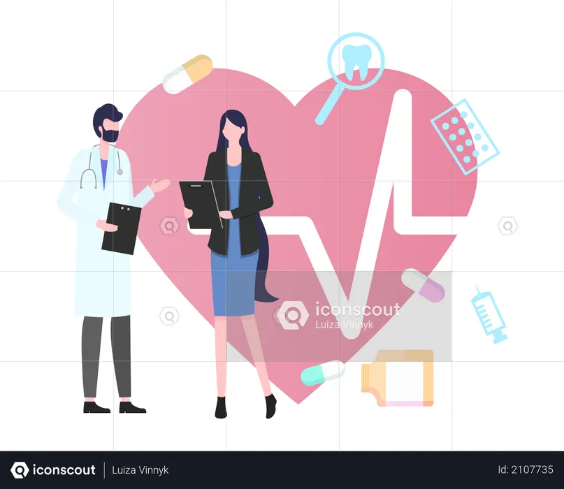Doctor giving Health report  Illustration