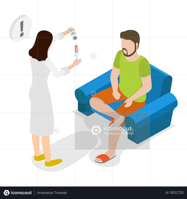 Doctor giving injection to patient  Illustration