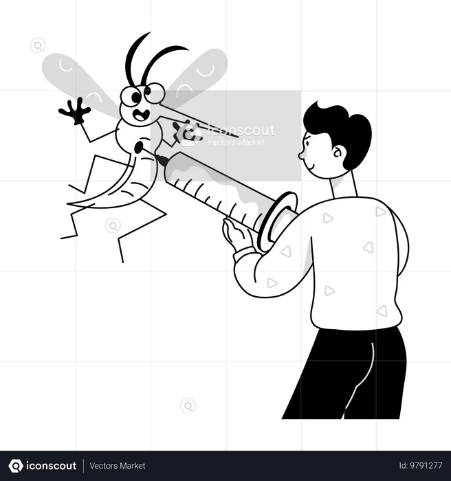 Doctor giving Malaria Vaccination  Illustration