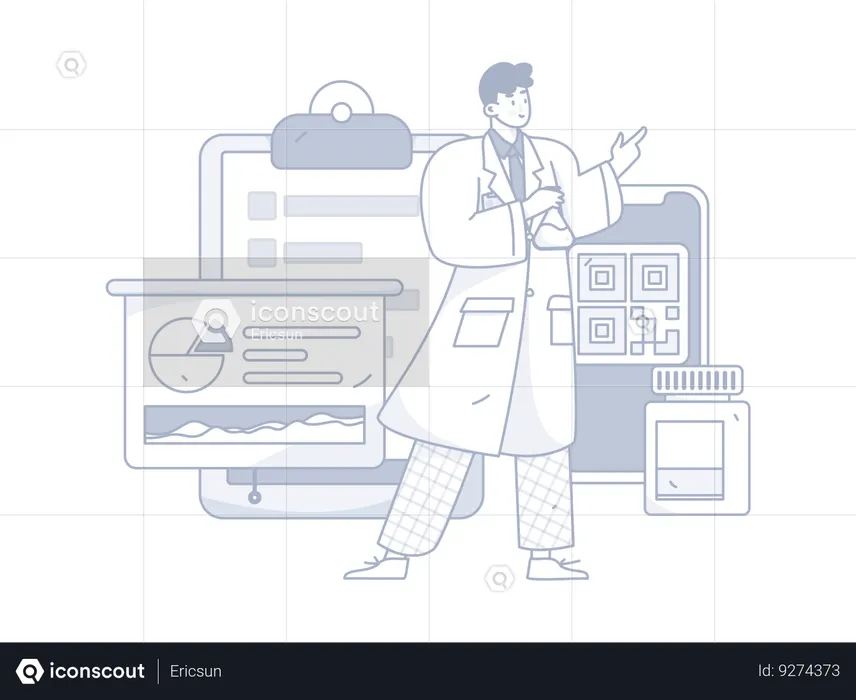 Doctor giving medical Presentation  Illustration