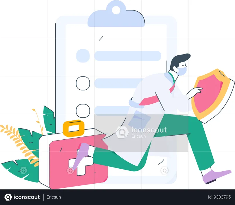 Doctor giving medical protection  Illustration