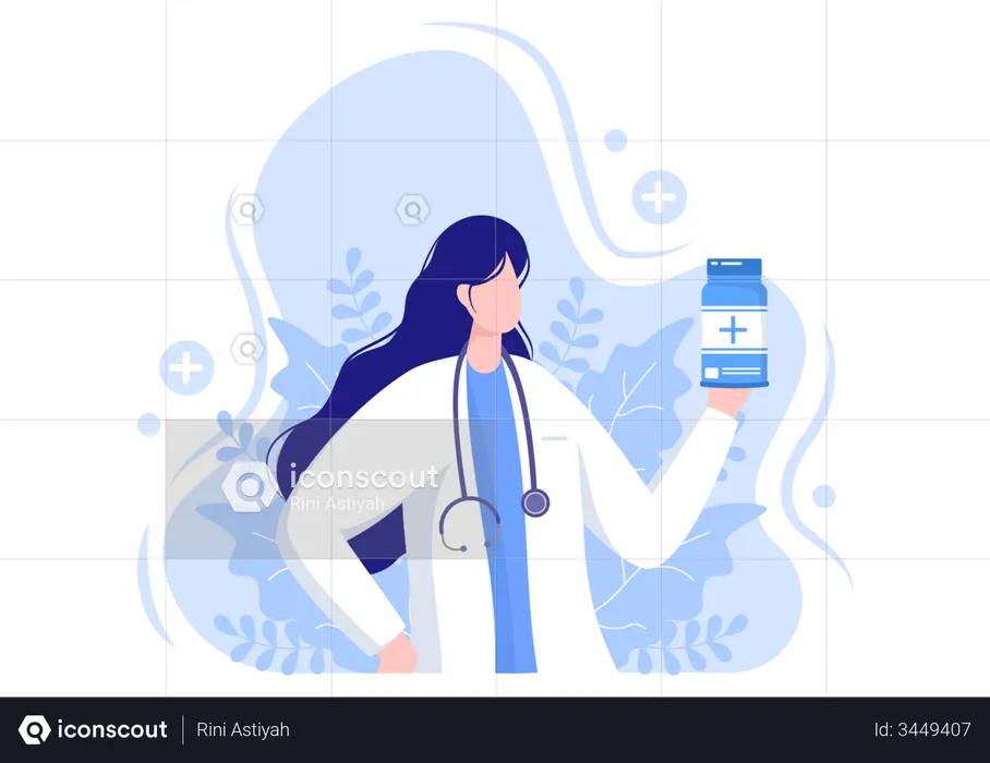 Doctor giving Medicine and Pills  Illustration