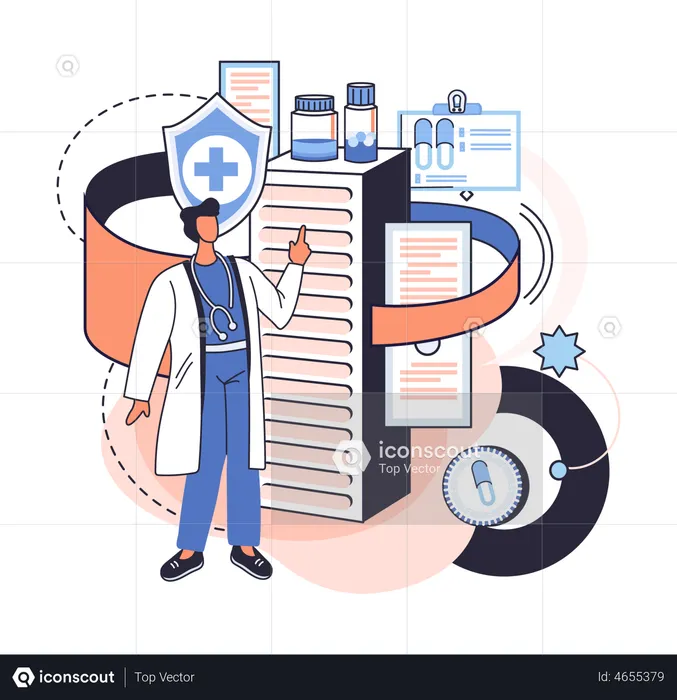 Doctor giving medicine prescription  Illustration