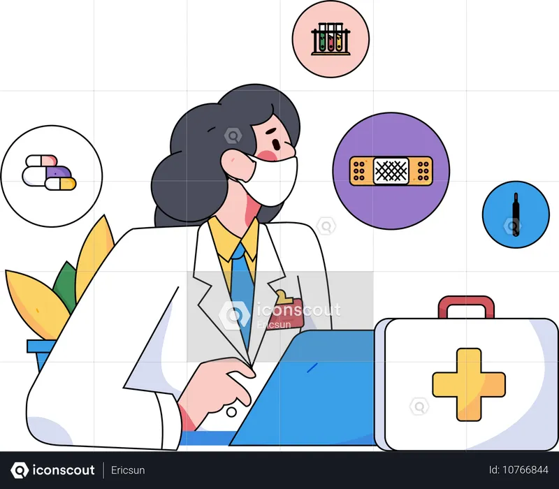 Doctor giving medicine prescription  Illustration