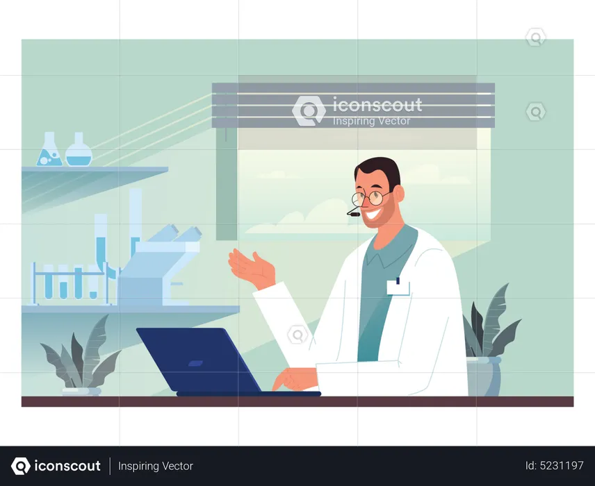 Doctor giving online healthcare support  Illustration