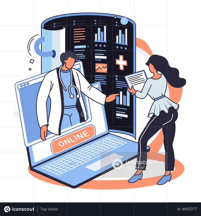 Doctor giving online medicine prescription  Illustration