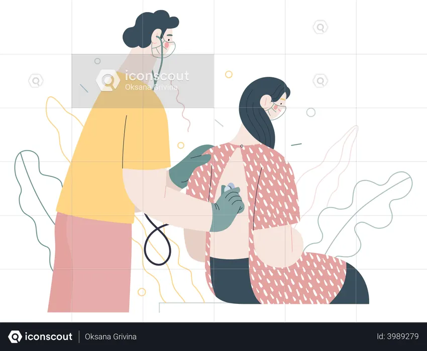 Doctor haciendo auscultación  Ilustración