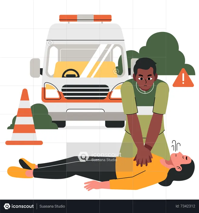 Doctor help patient using CPR  Illustration