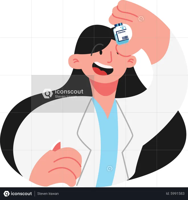 Doctor holding a vaccine vial  Illustration