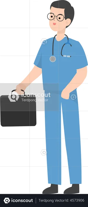 Doctor holding briefcase  Illustration