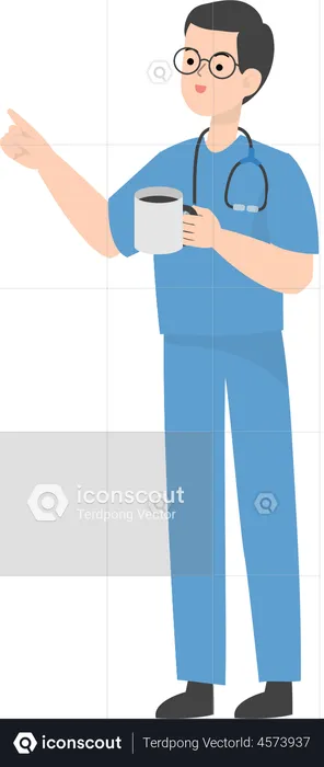 Doctor holding coffee cup  Illustration