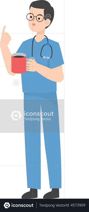 Doctor holding cup  Illustration