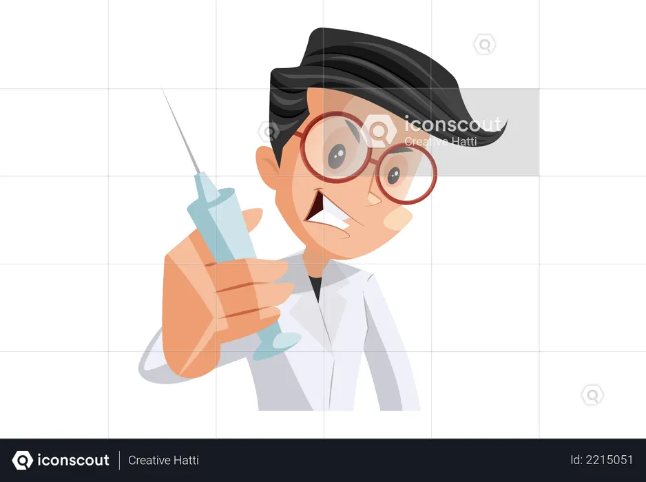 Doctor holding cure Injection  Illustration