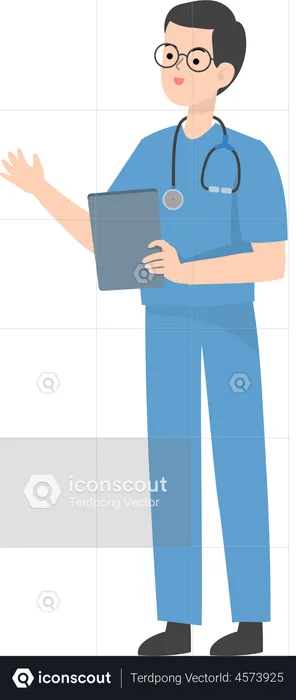 Doctor holding file  Illustration