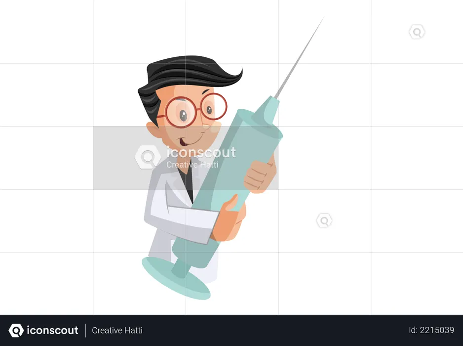 Doctor holding Injection  Illustration