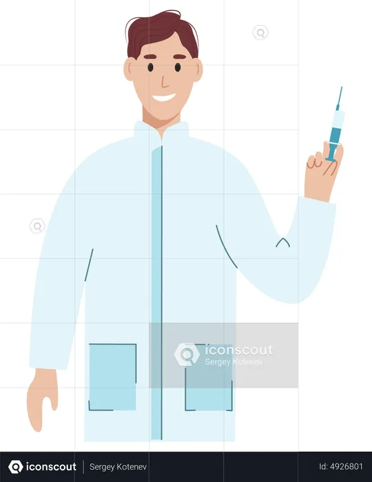 Doctor Holding Injection  Illustration