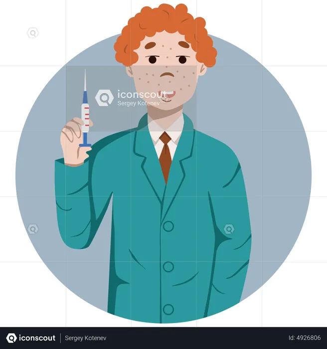 Doctor Holding Injection  Illustration