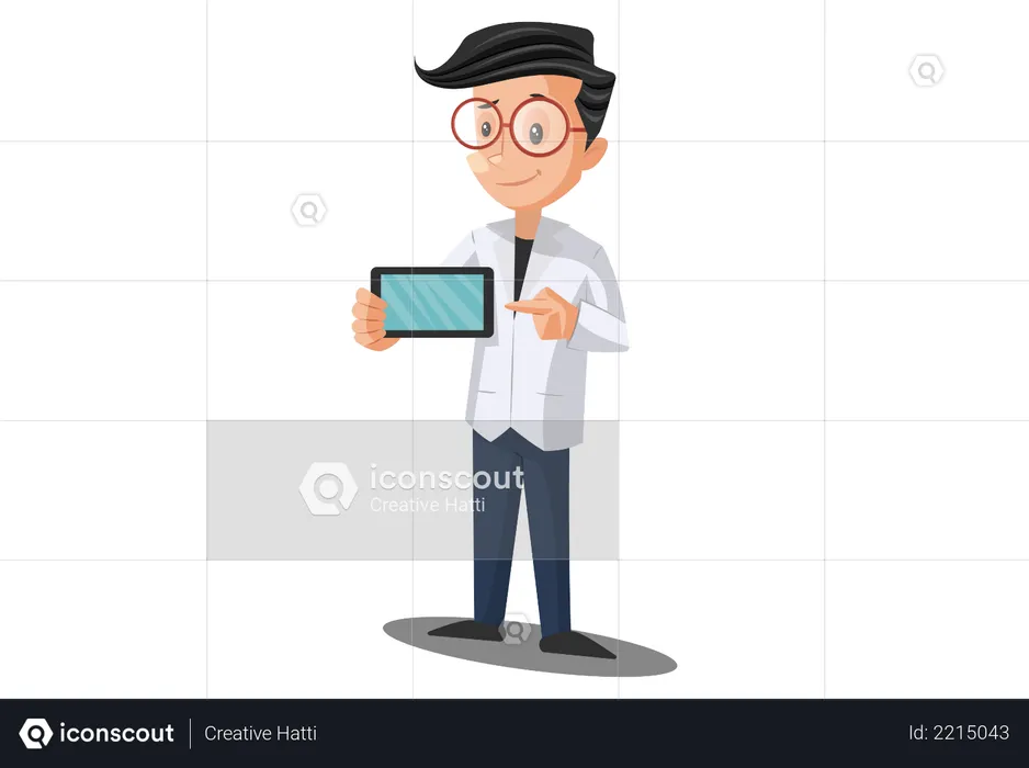 Doctor Holding Mobile phone for online Treatment  Illustration