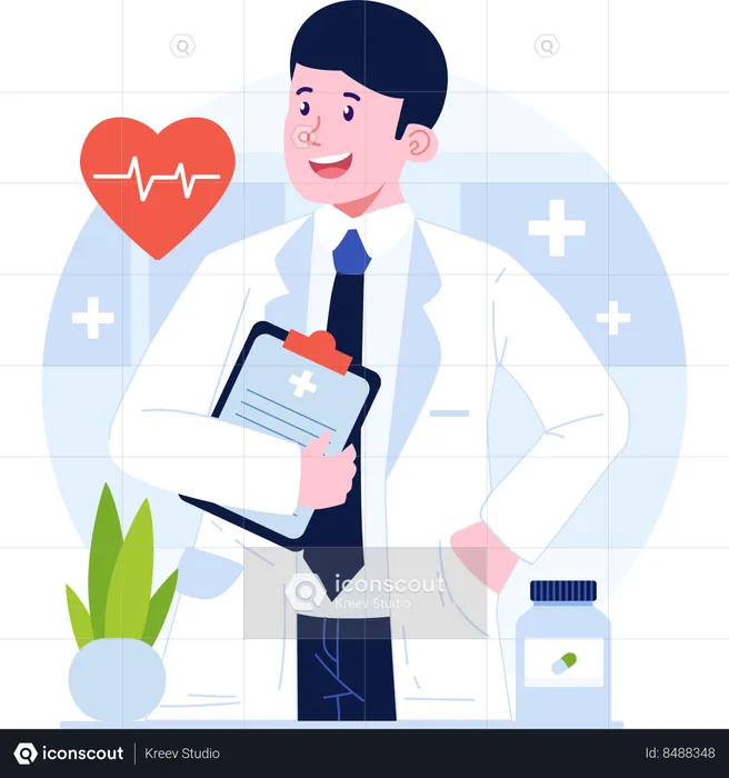 Doctor holding patient report  Illustration
