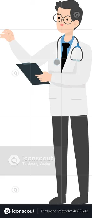 Doctor holding patient report  Illustration